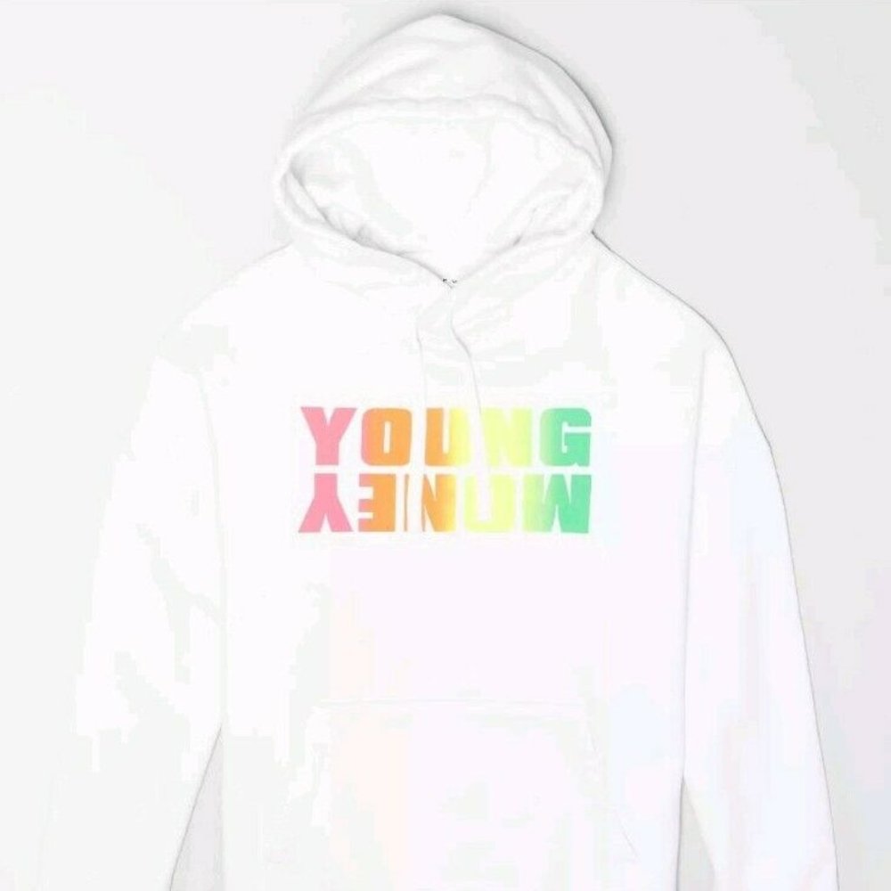 NWT Men's AE x Lil Wayne Young Money White Hooded Sweatshirt Hoodie Sz 2XL